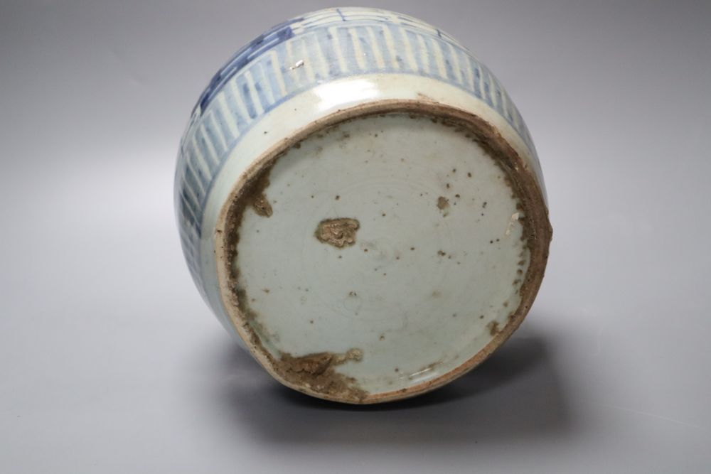 A Chinese blue and white jar, height 29cm